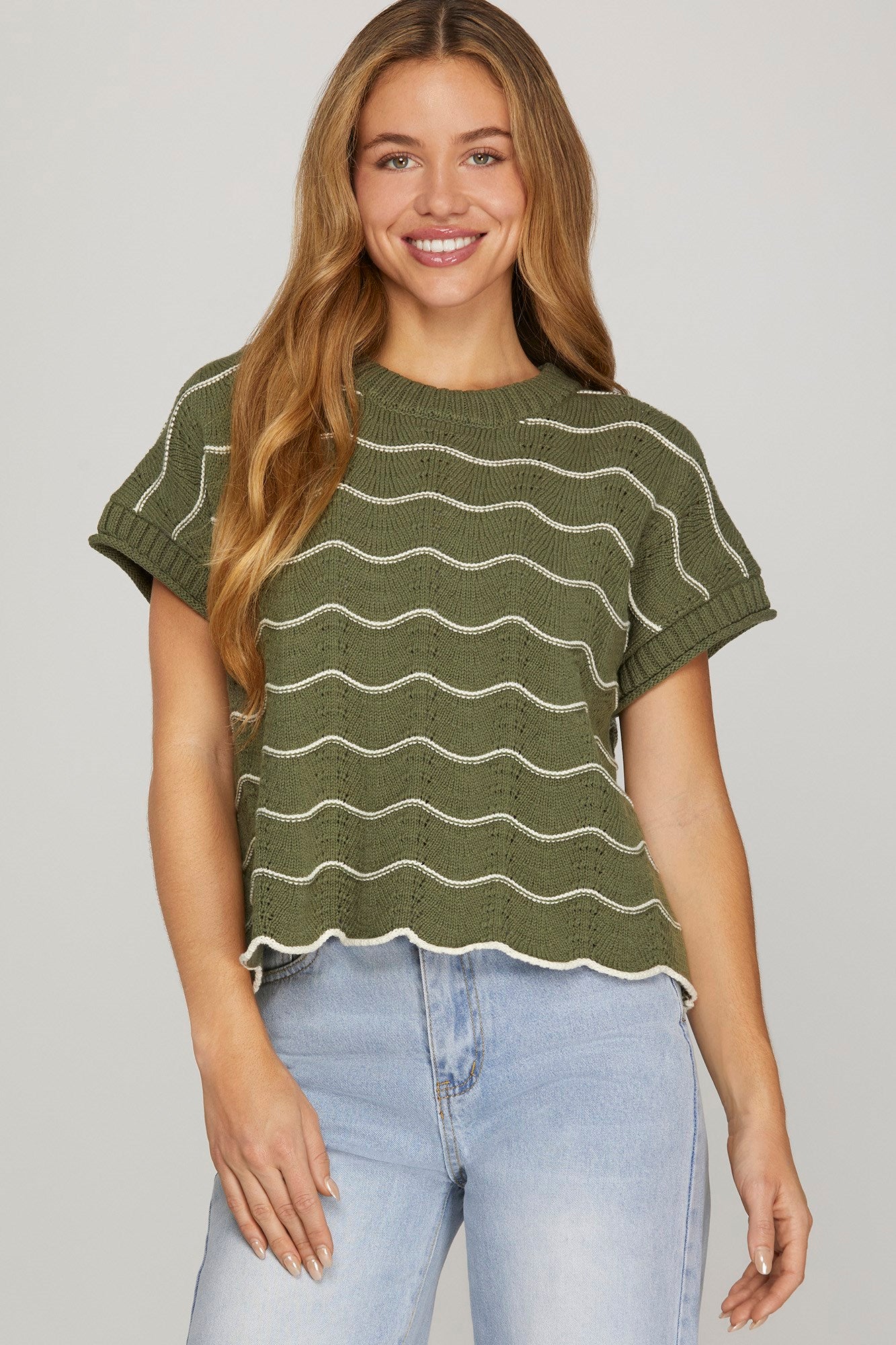 Olive Scallop Top