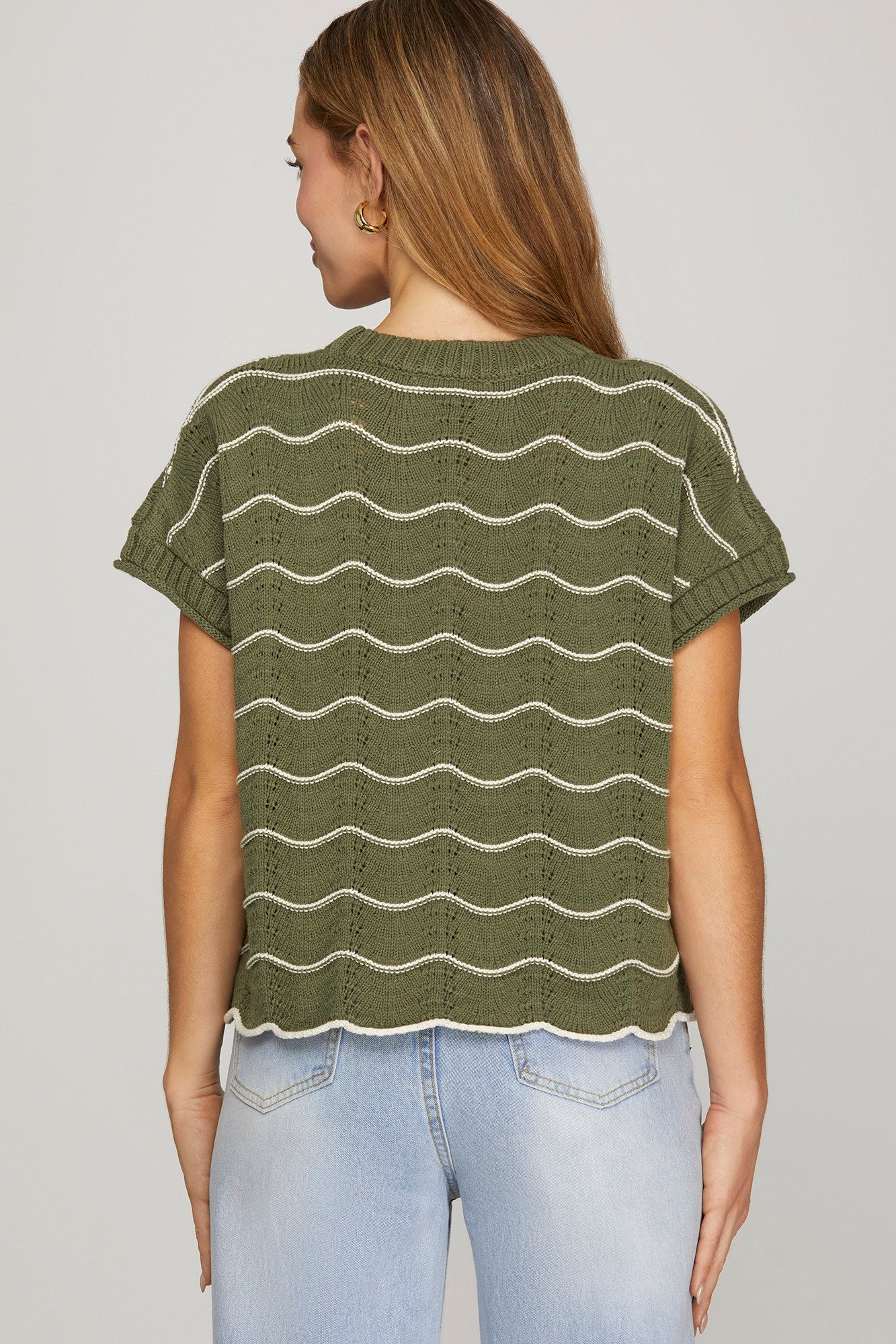 Olive Scallop Top