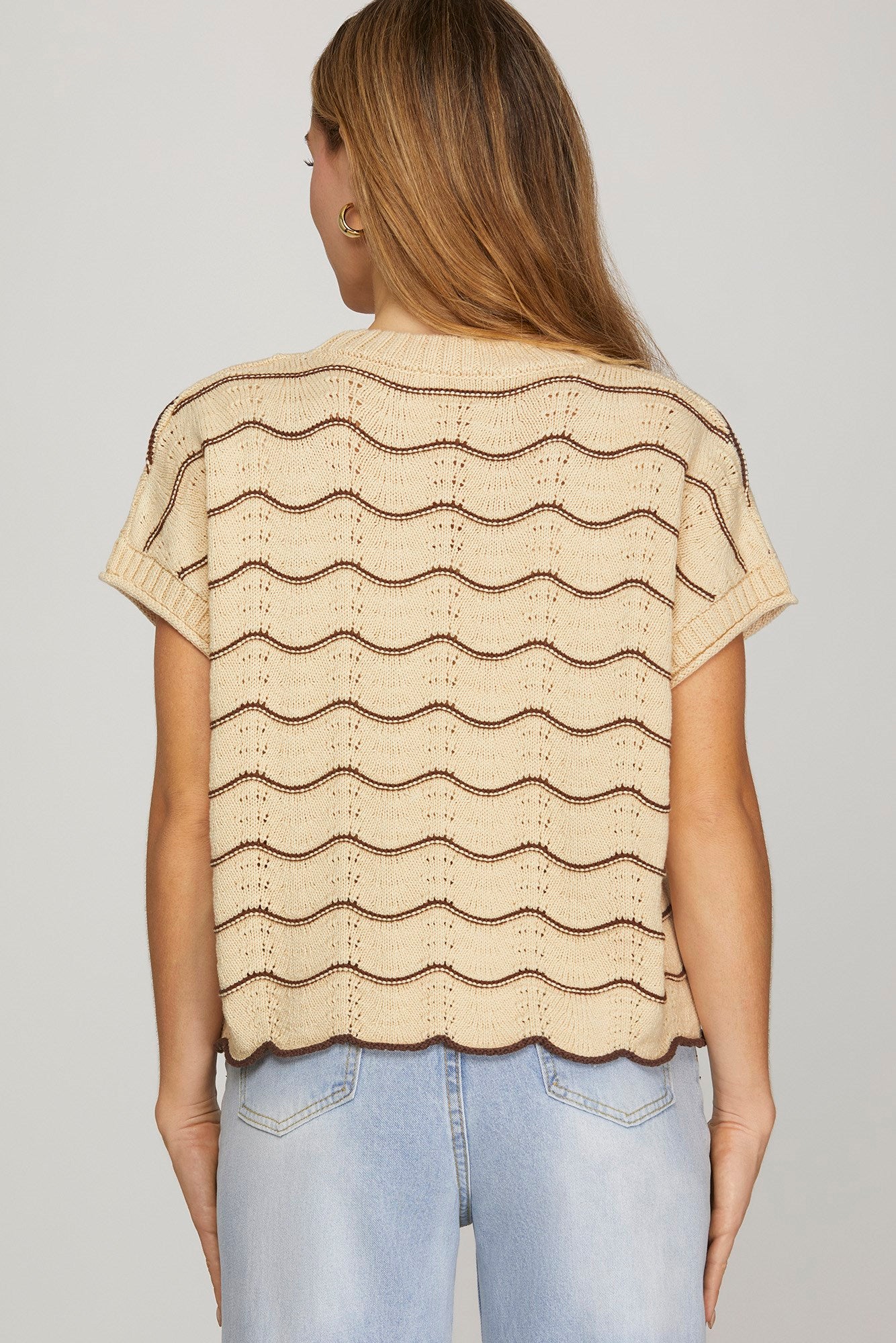 Taupe Scallop Top