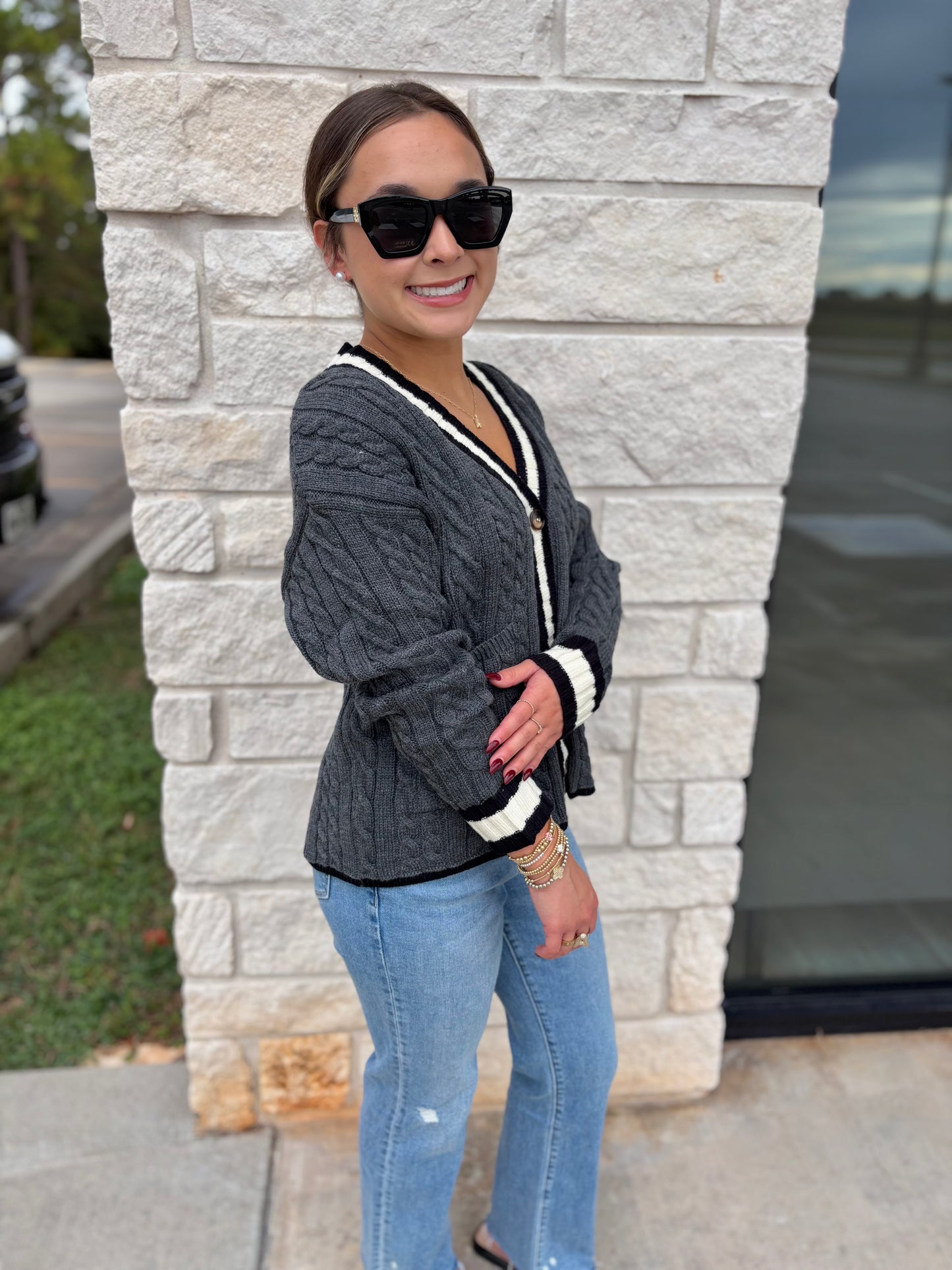 Grey Button Cardigan