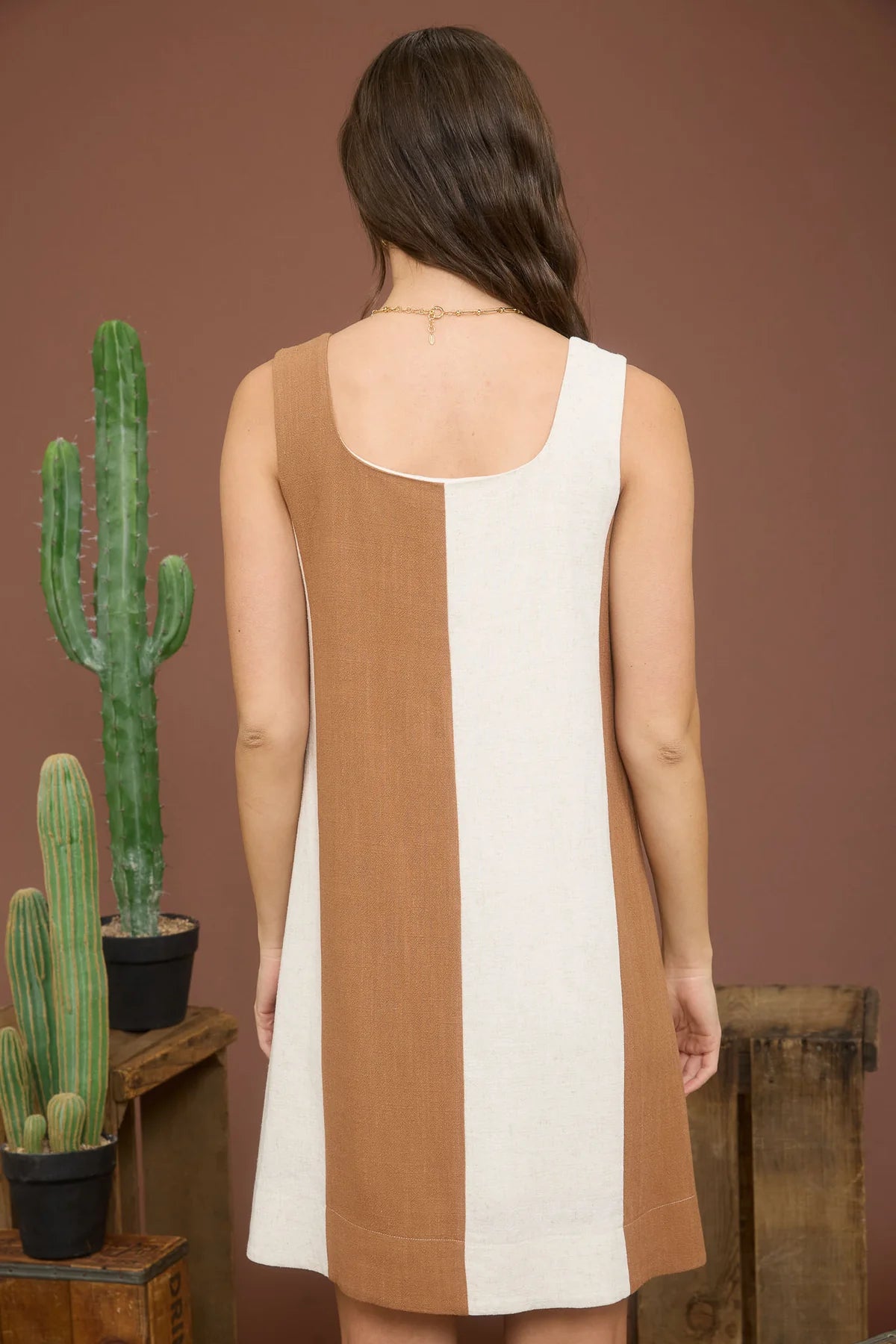 Brown Wide Stripe Dress