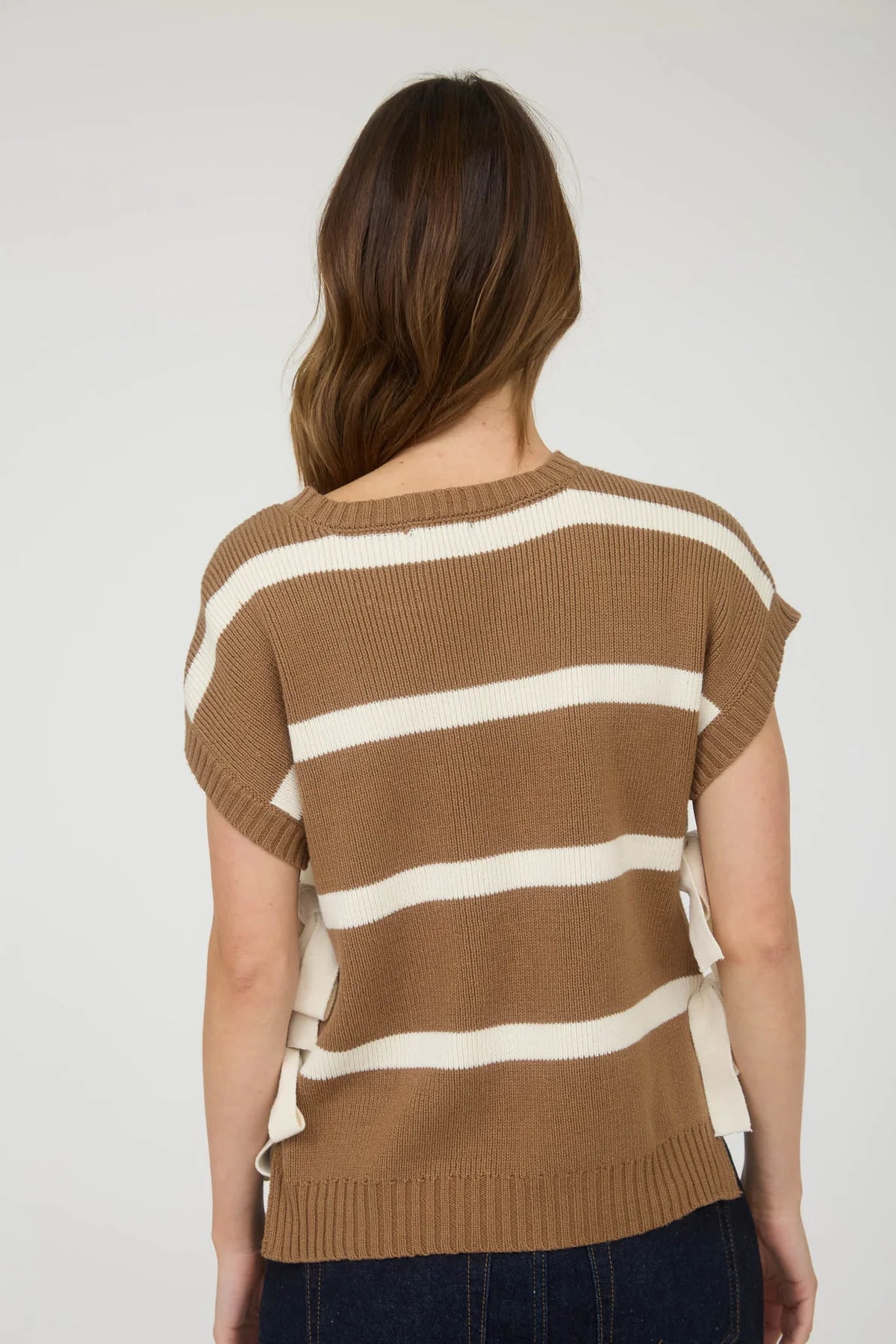 Brown Stripe Bow Top