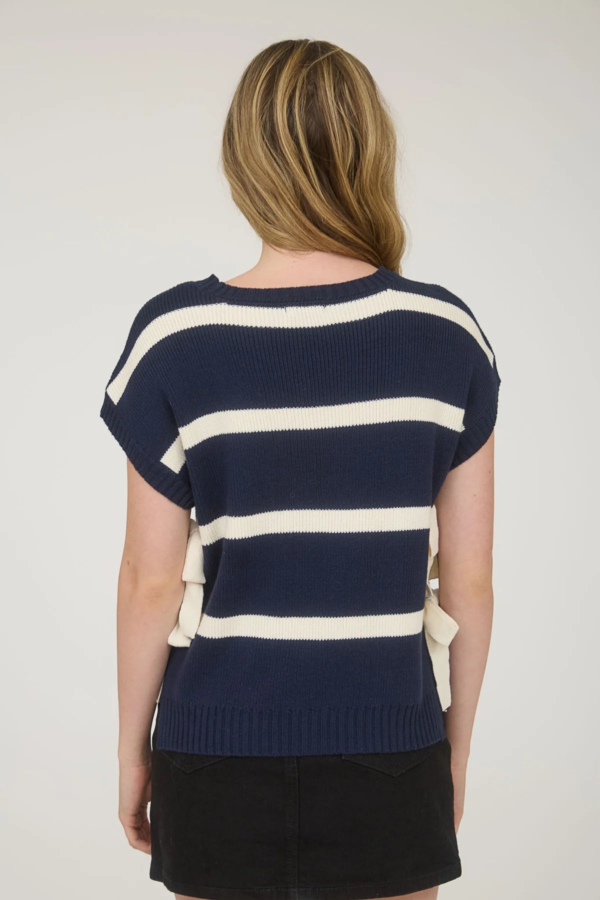 Navy Stripe Bow Top