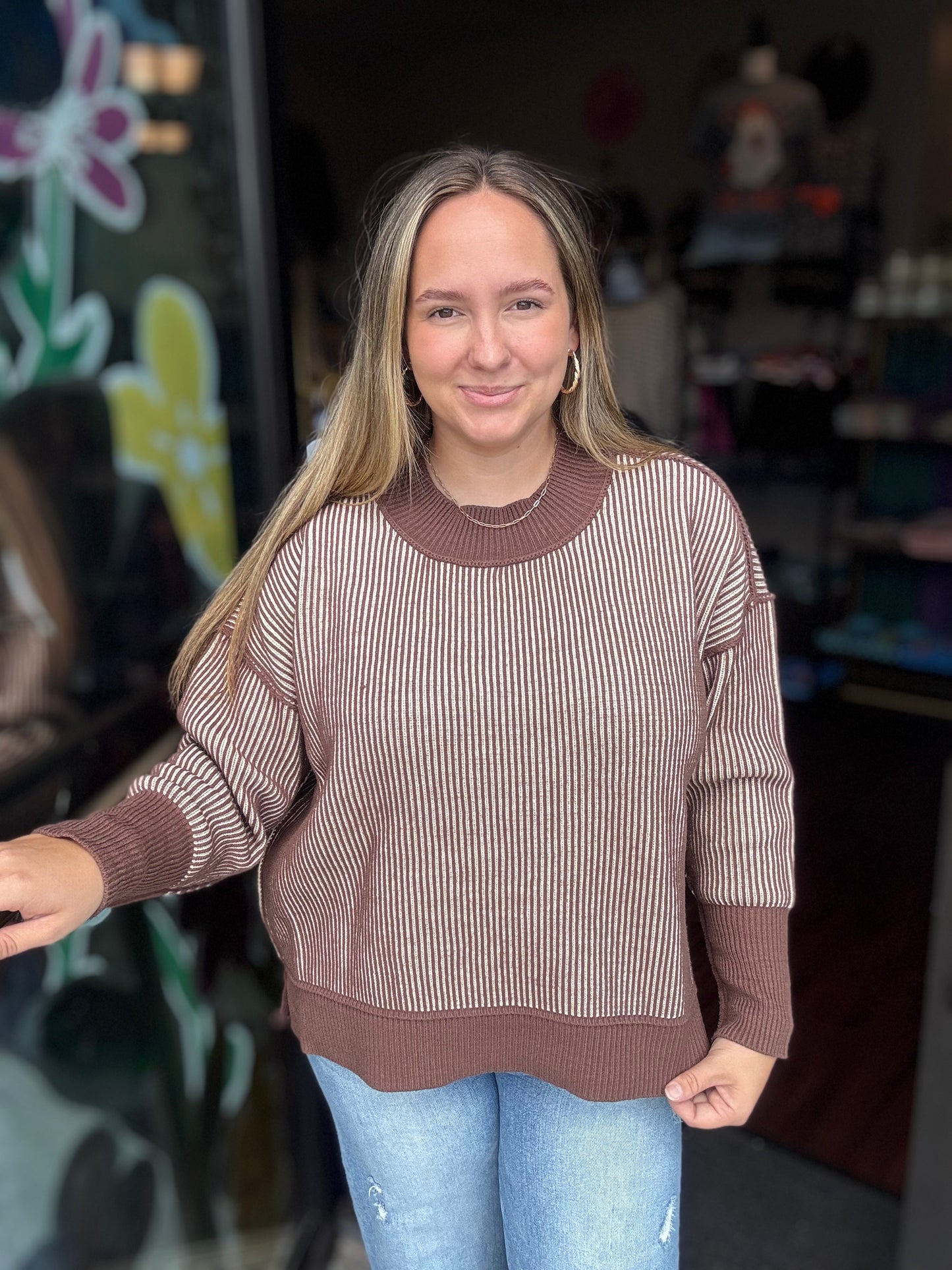 Brown Ribbed Sweater
