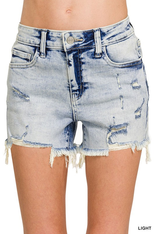 Zenana Acid Wash Shorts