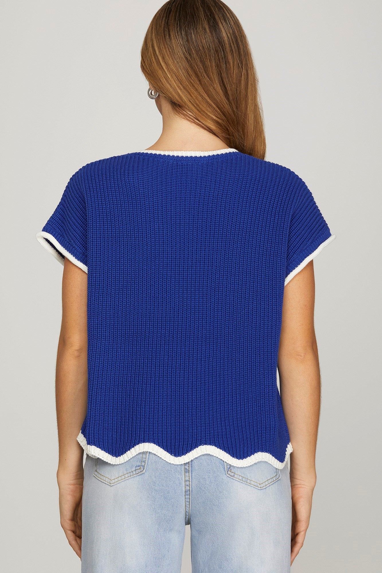 Royal Blue Scallop Top
