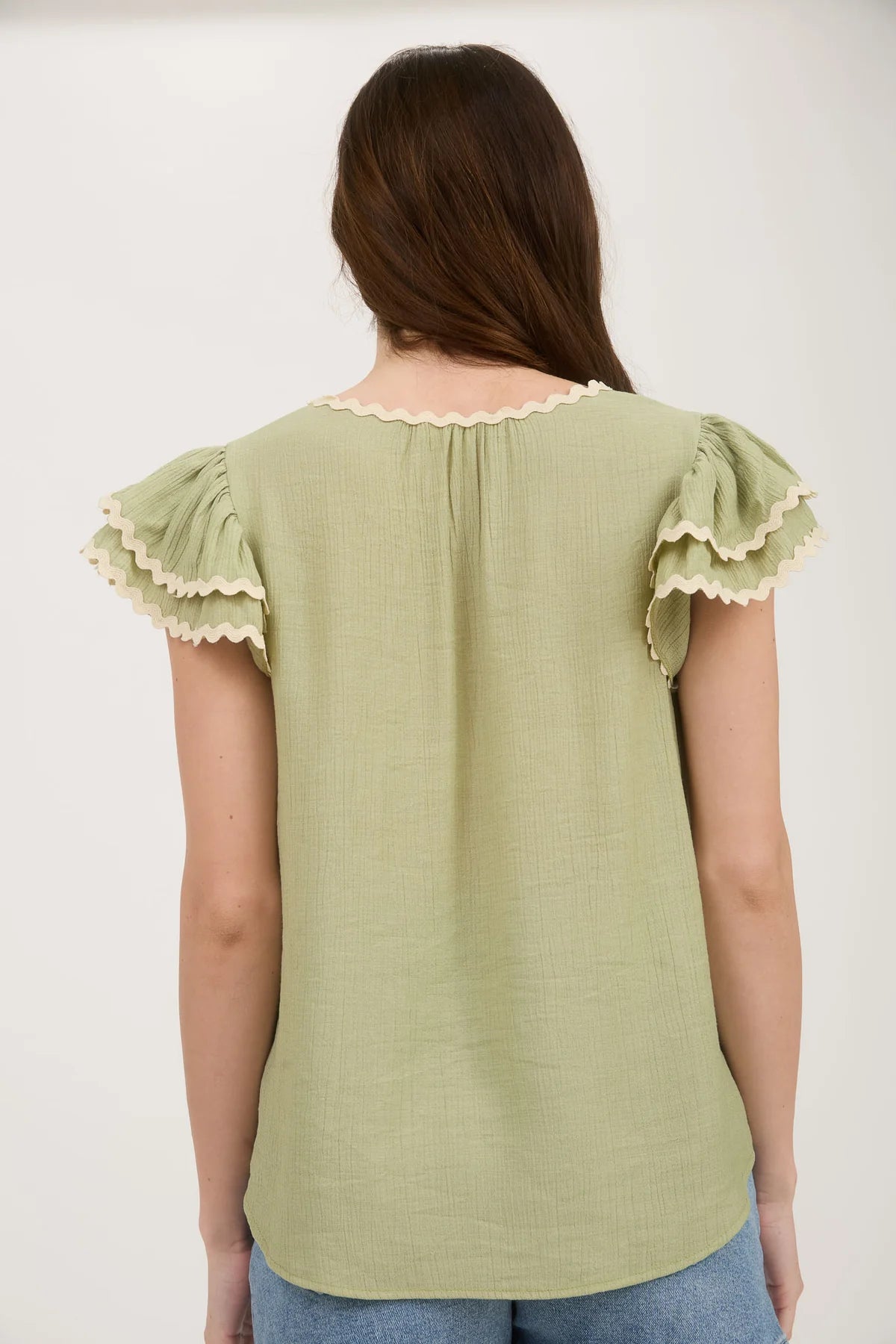 Olive Wavy Top