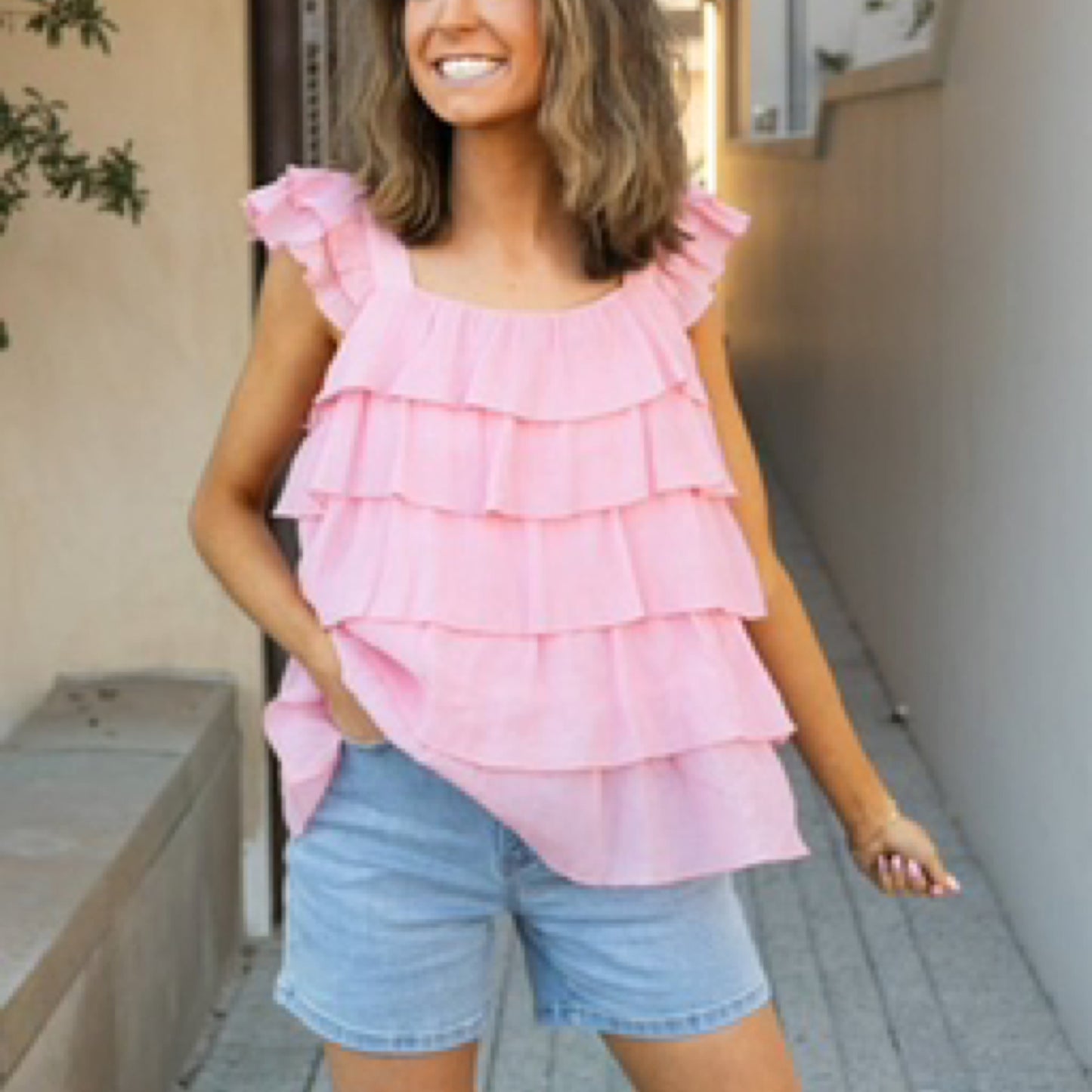 Pink Ruffle Top