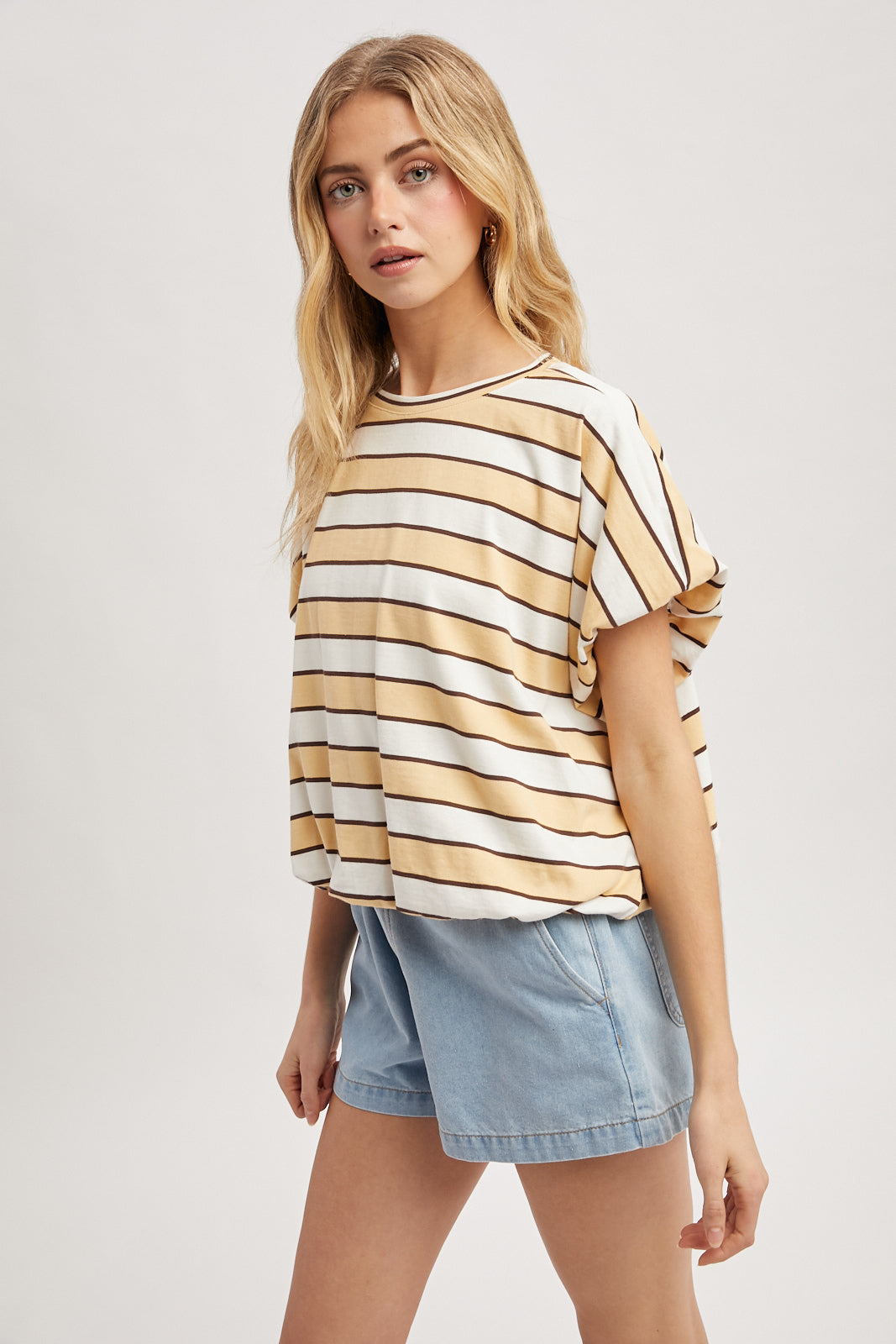 Taupe Bubble Hem Top
