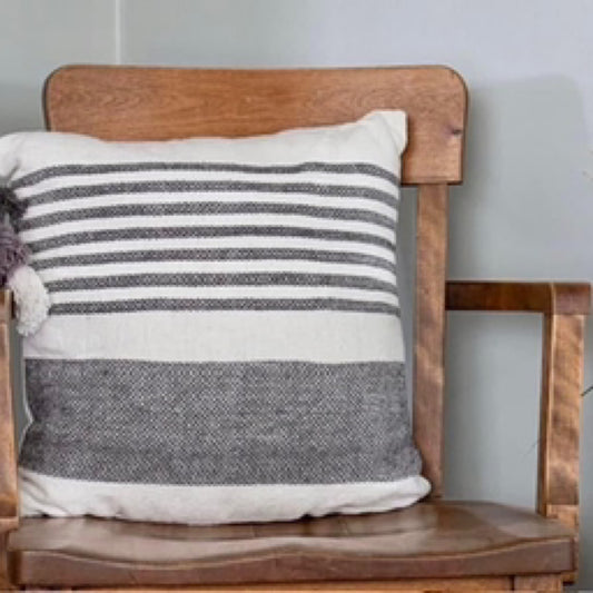 18x18 Hand Woven Grey Pillow