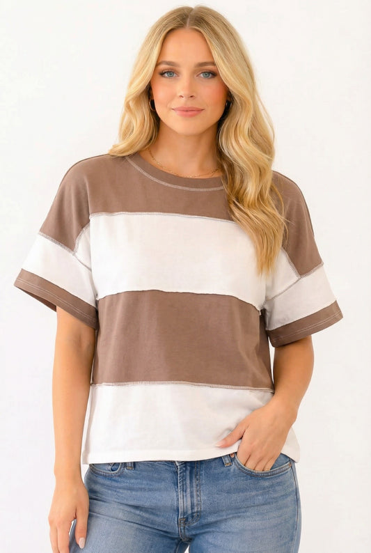 Mocha Stripe Top