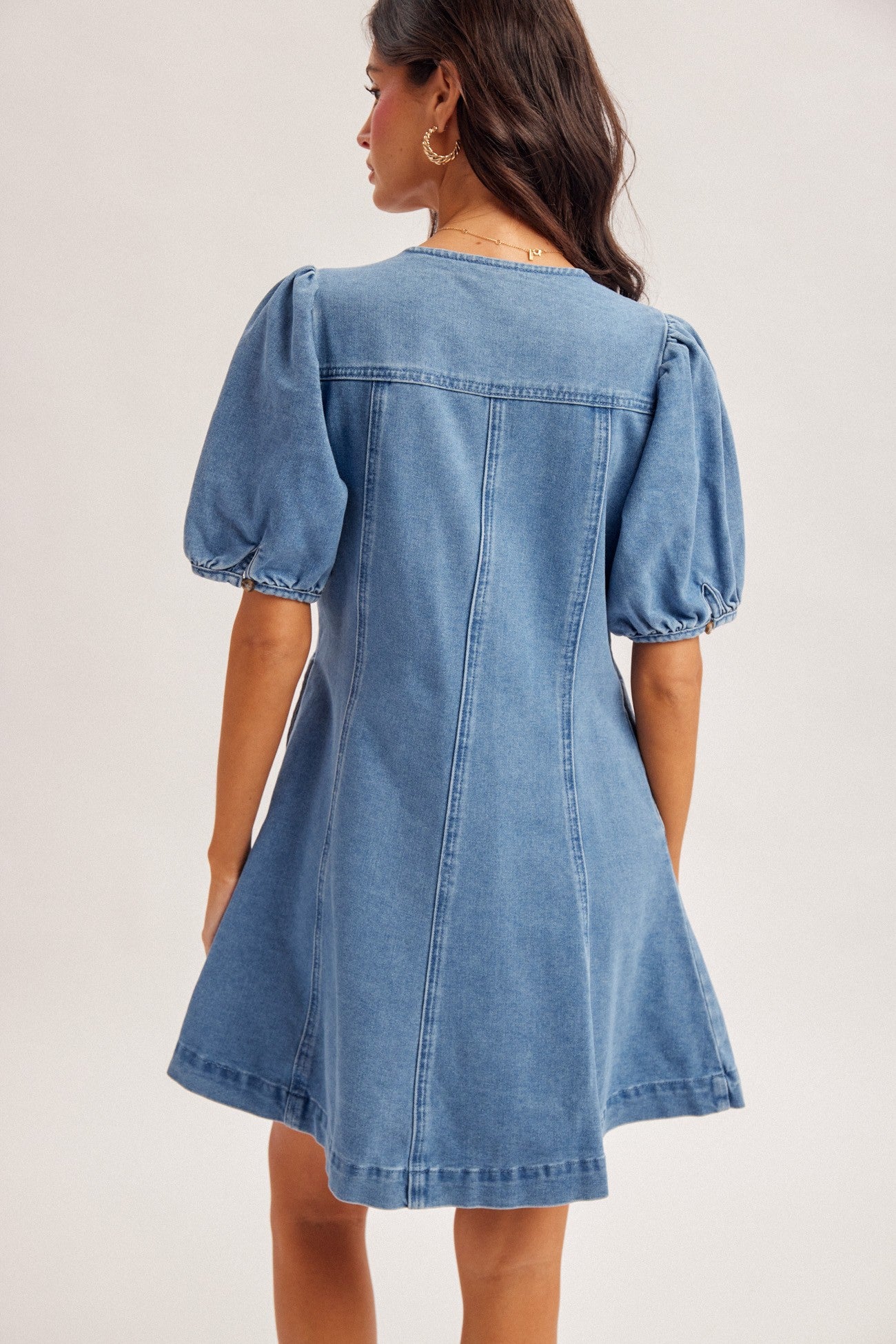 Denim V-Neck Dress