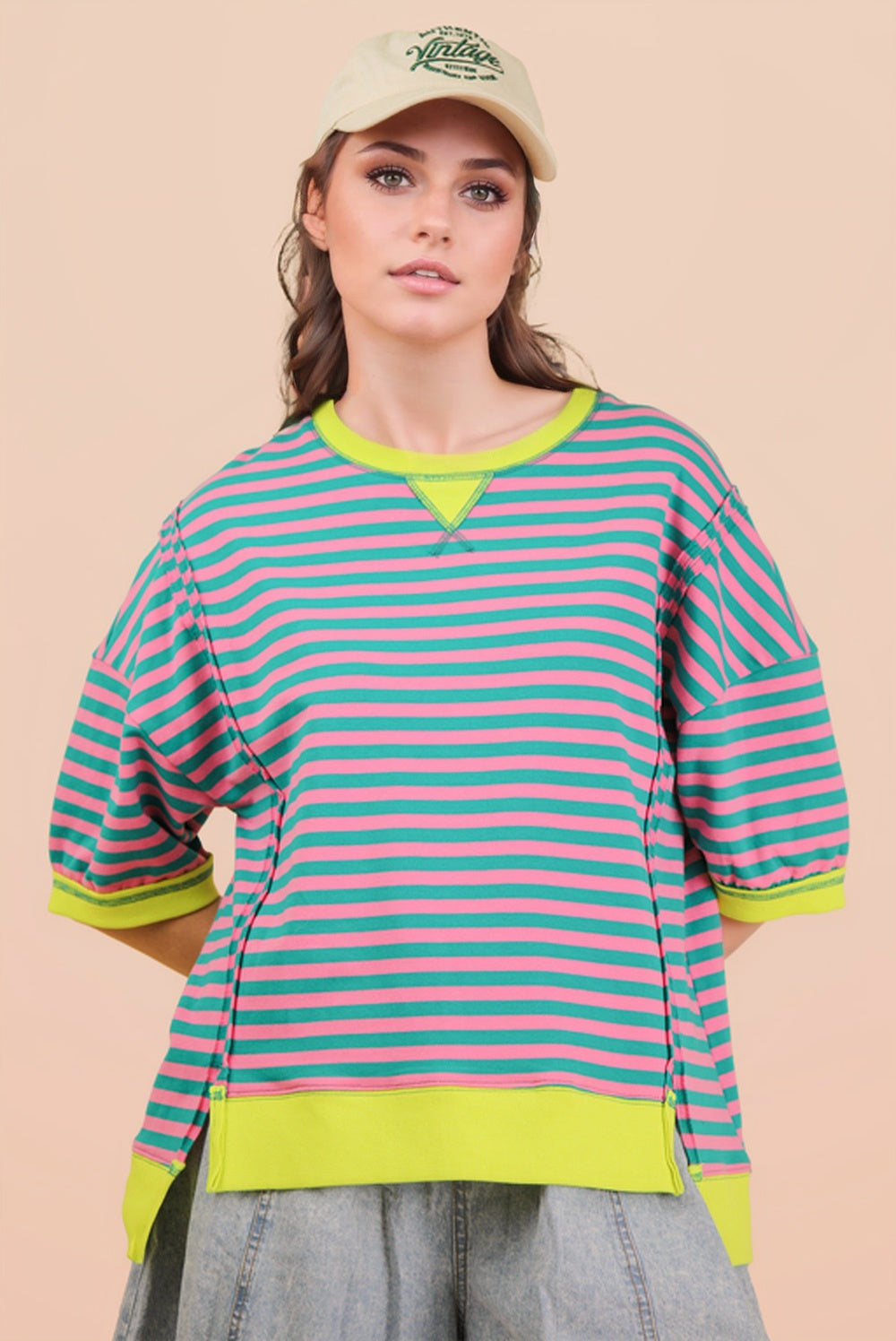 Stripe Seafoam/Pink Top