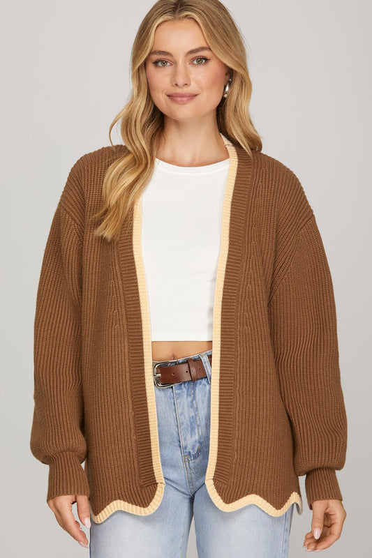Mocha Scallop Cardigan