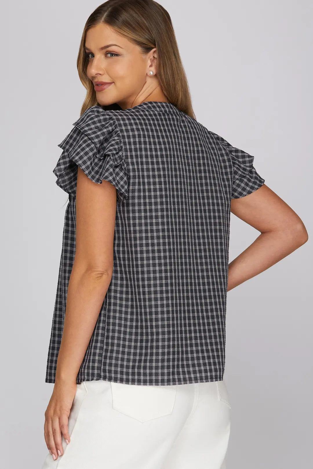 Black Gingham Top