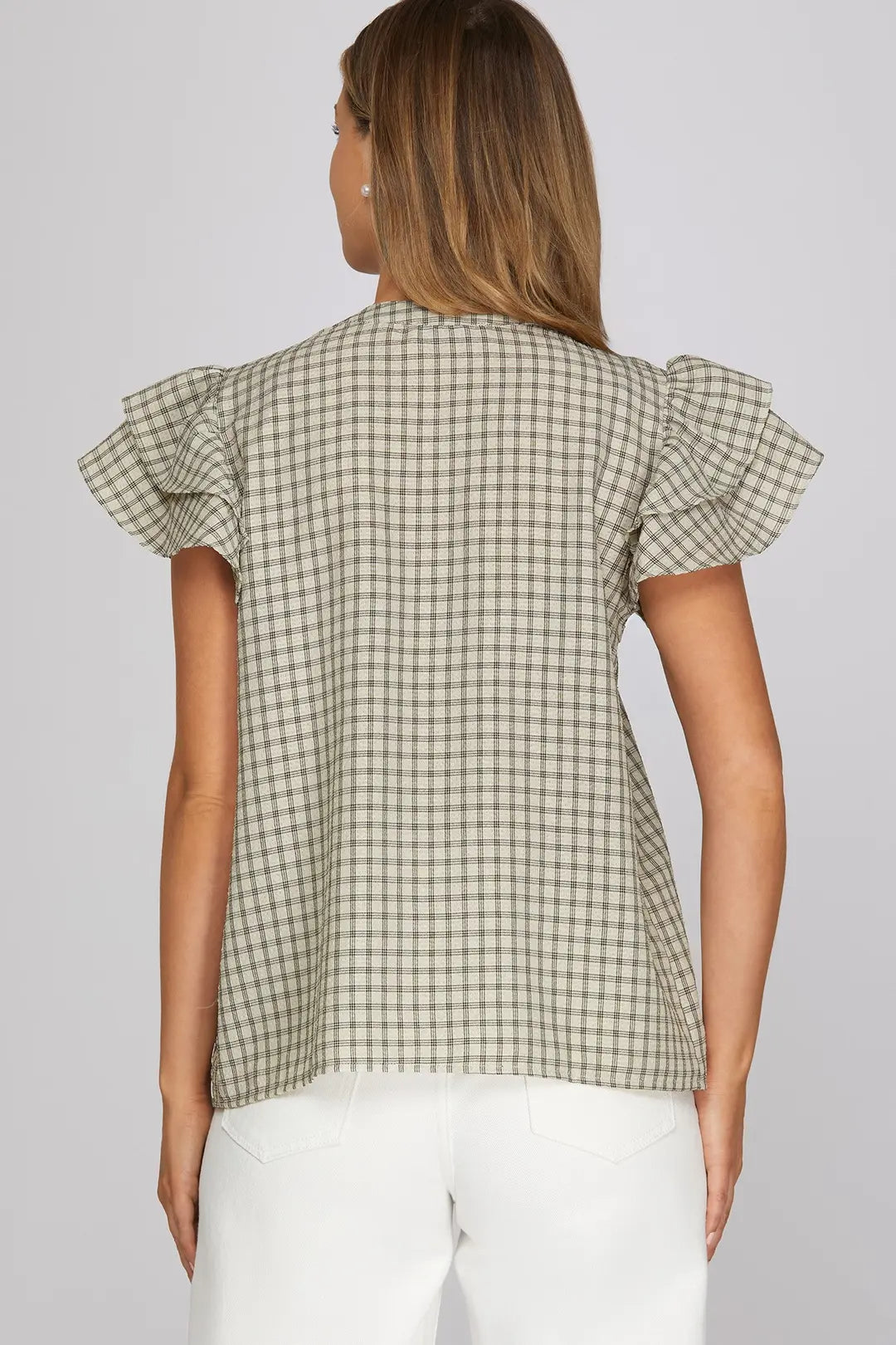 Off White Gingham Top