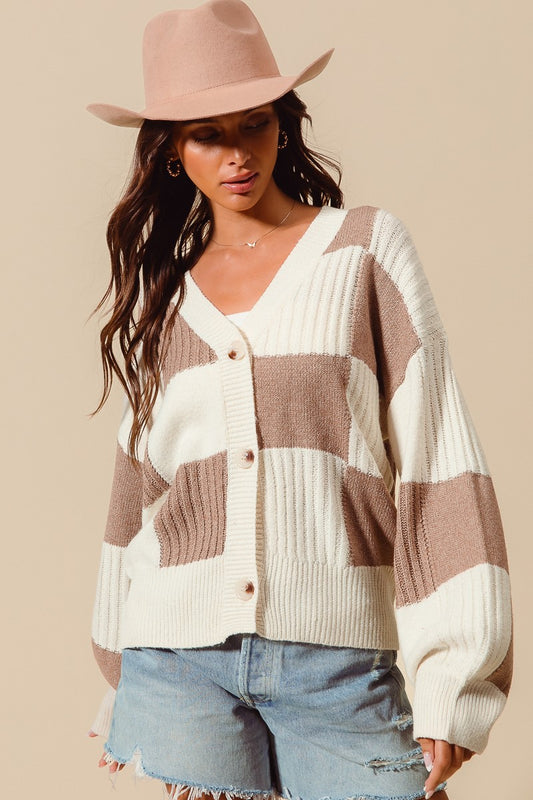 Coffee/Ivory Cardigan