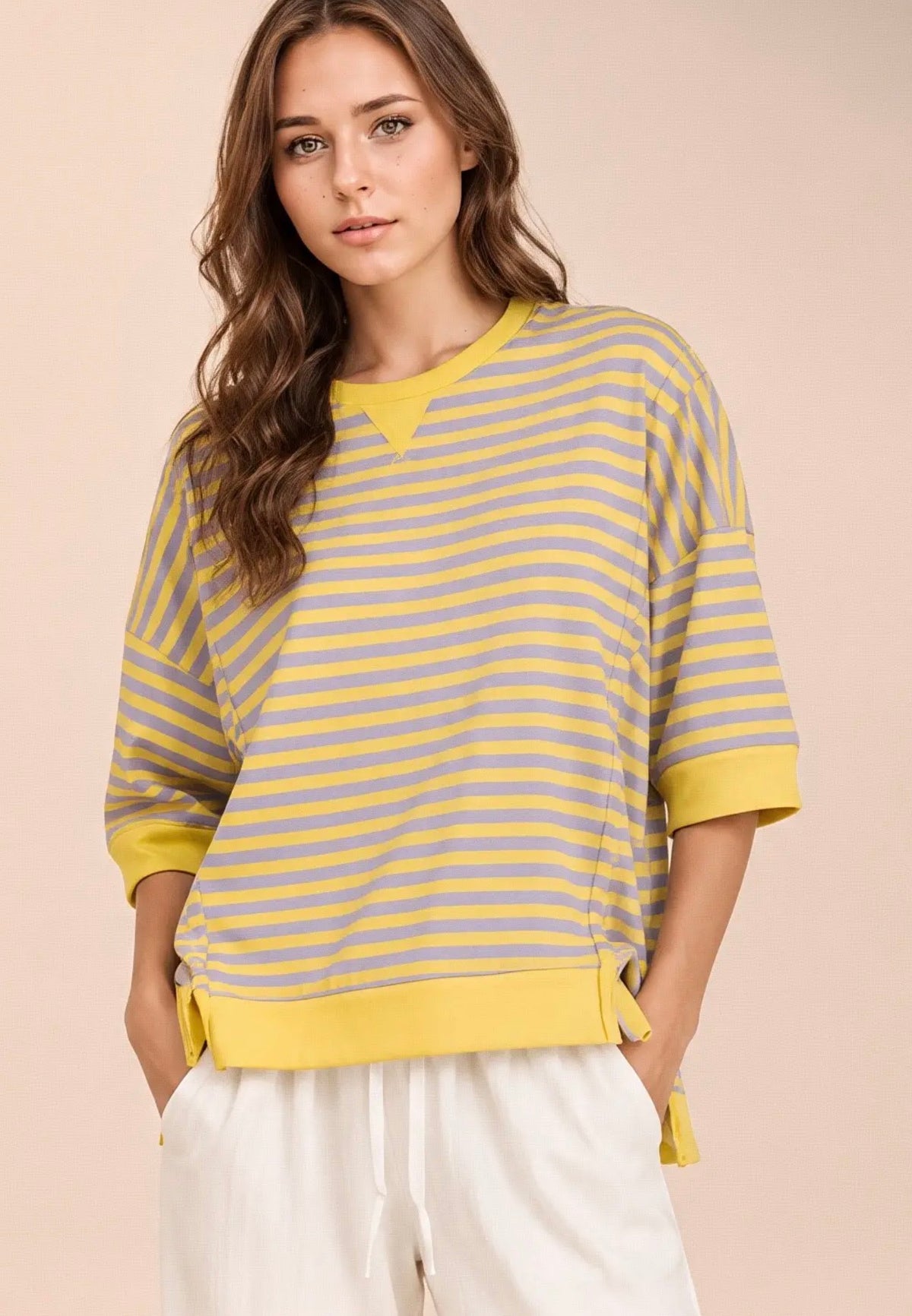 Stripe Lavender/Lemon Top