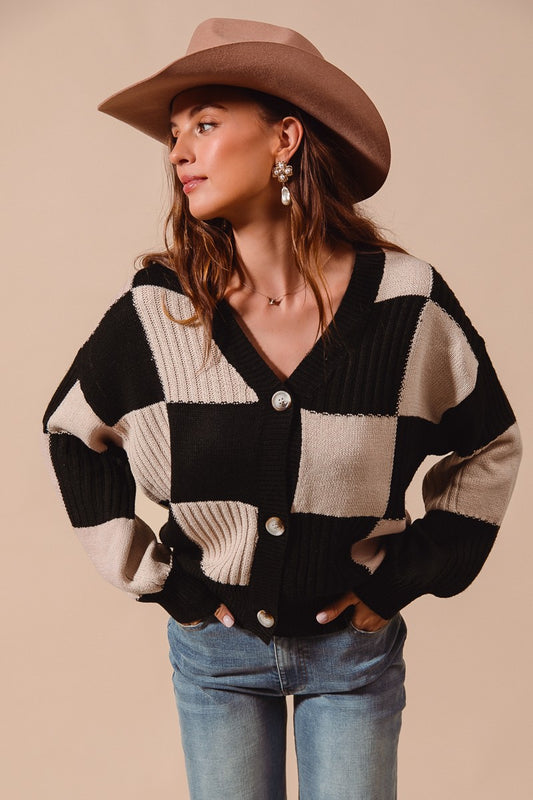 Oatmeal/Black Cardigan