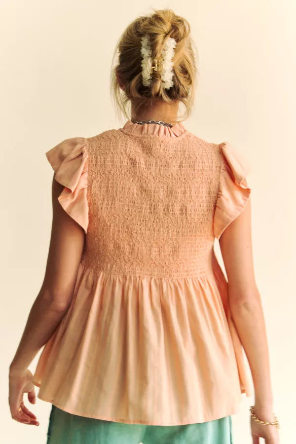 Peach Flutter Blouse