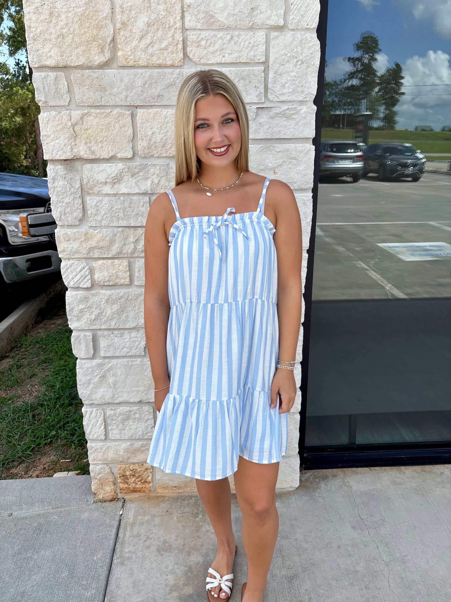 Sky/White Dress