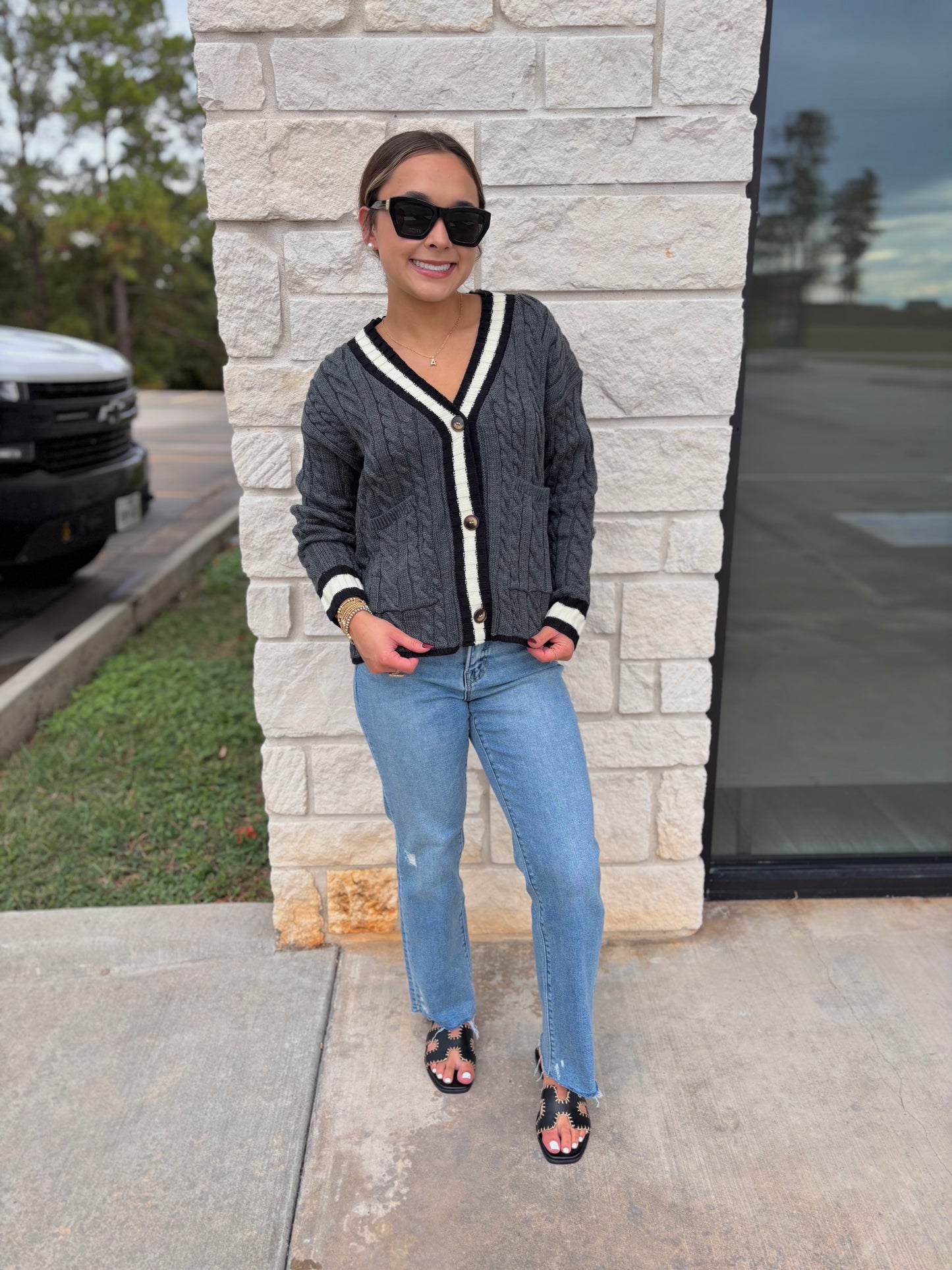 Grey Button Cardigan