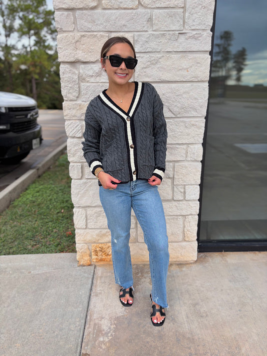 Grey Button Cardigan