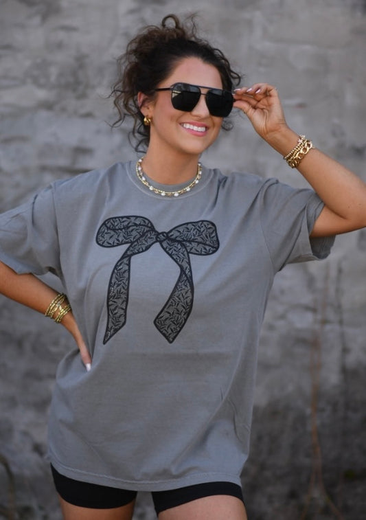 Black Lace Bow Tee