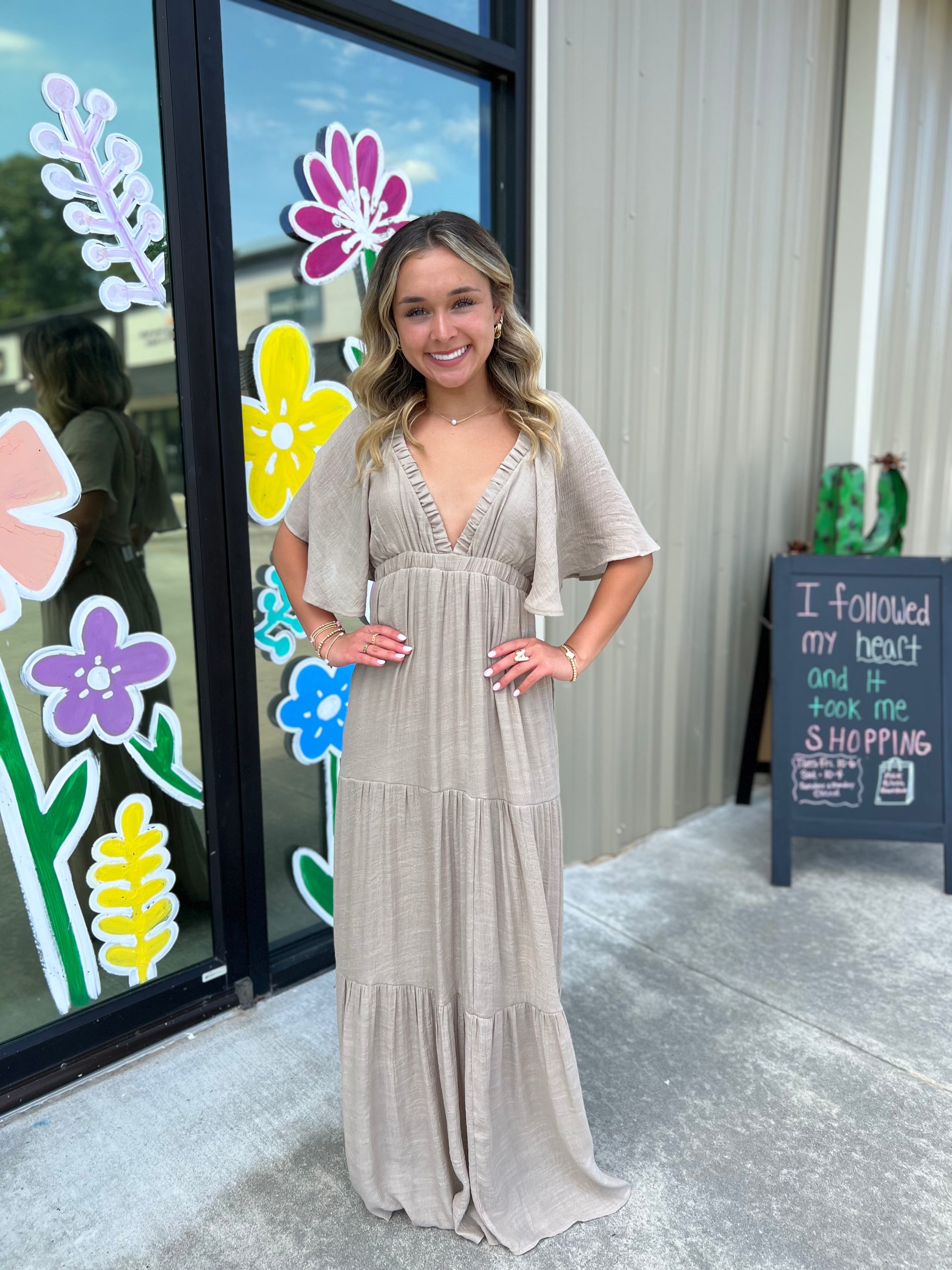 Taupe Long Dress - Small Taupe Long Dress - Small