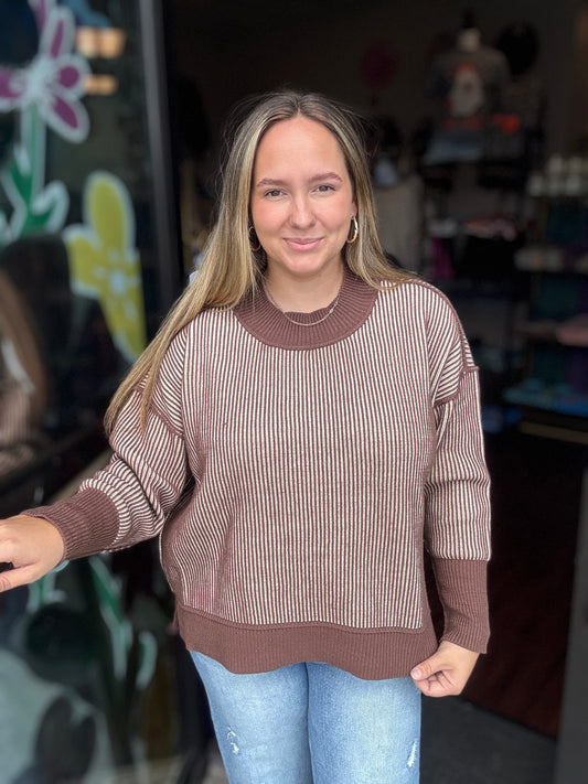 Brown Ribbed Sweater