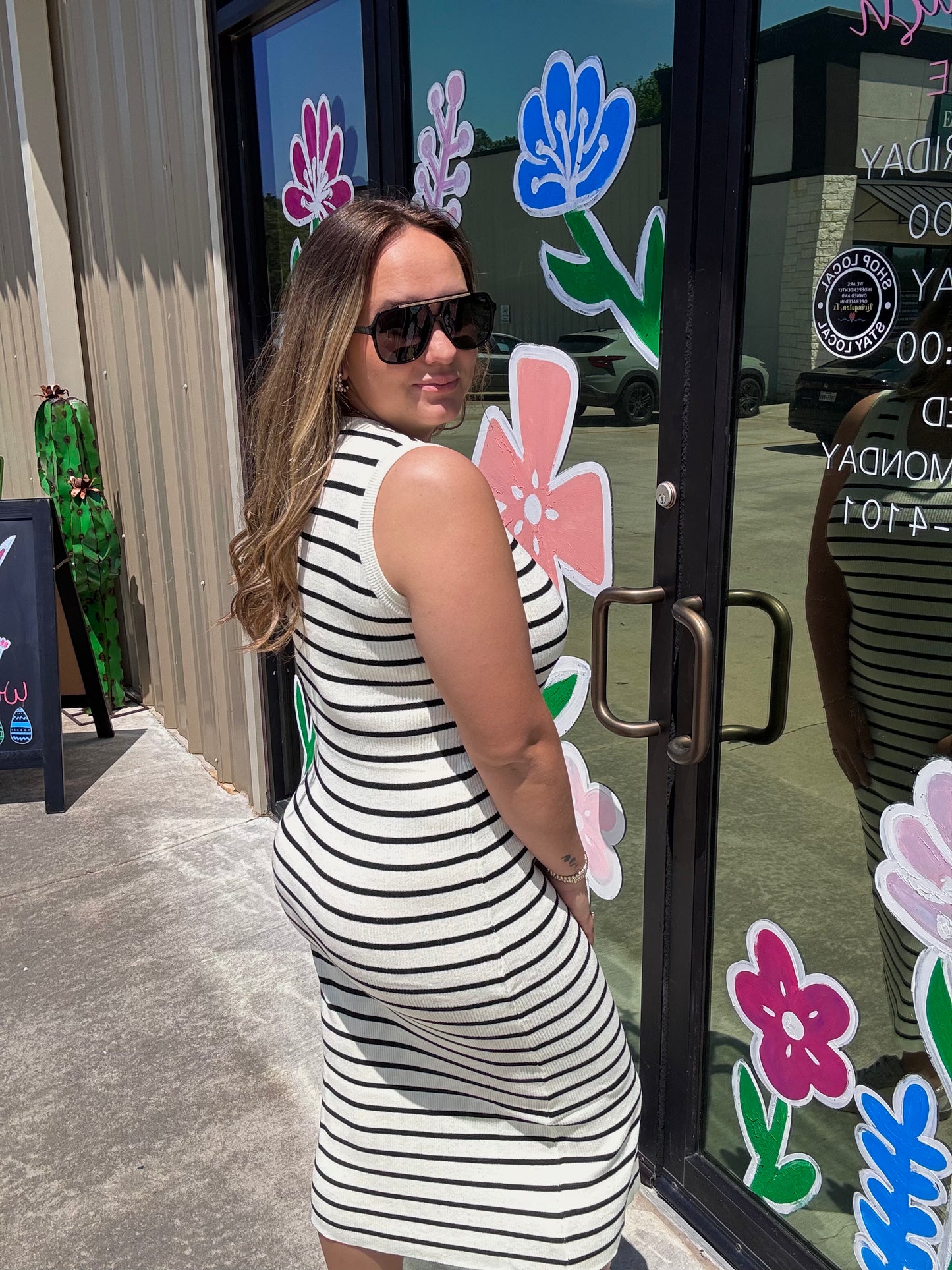 Off White Stripe Dress
