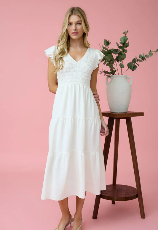 Ivory Flutter Dress