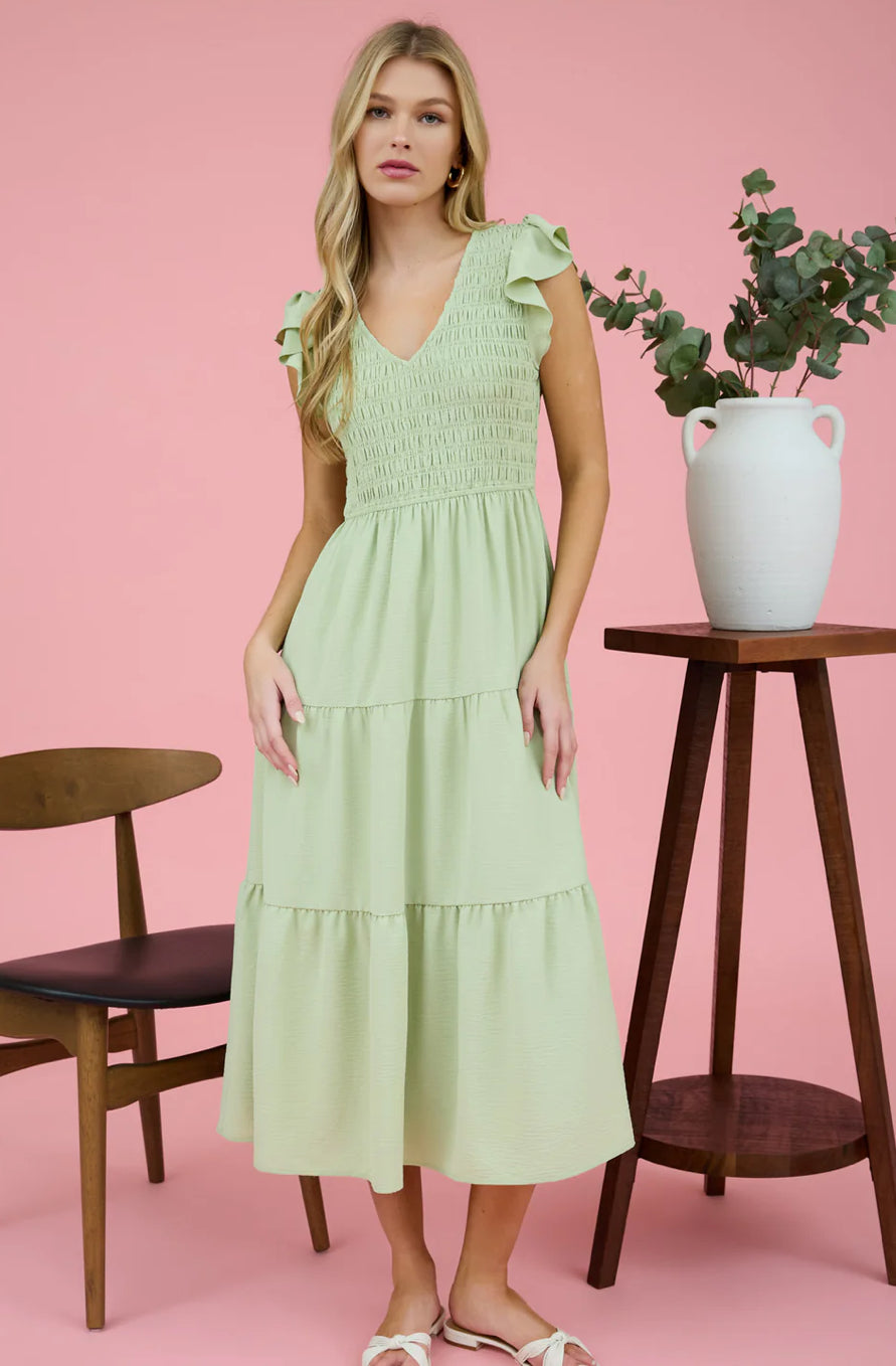 Sage Flutter Dress