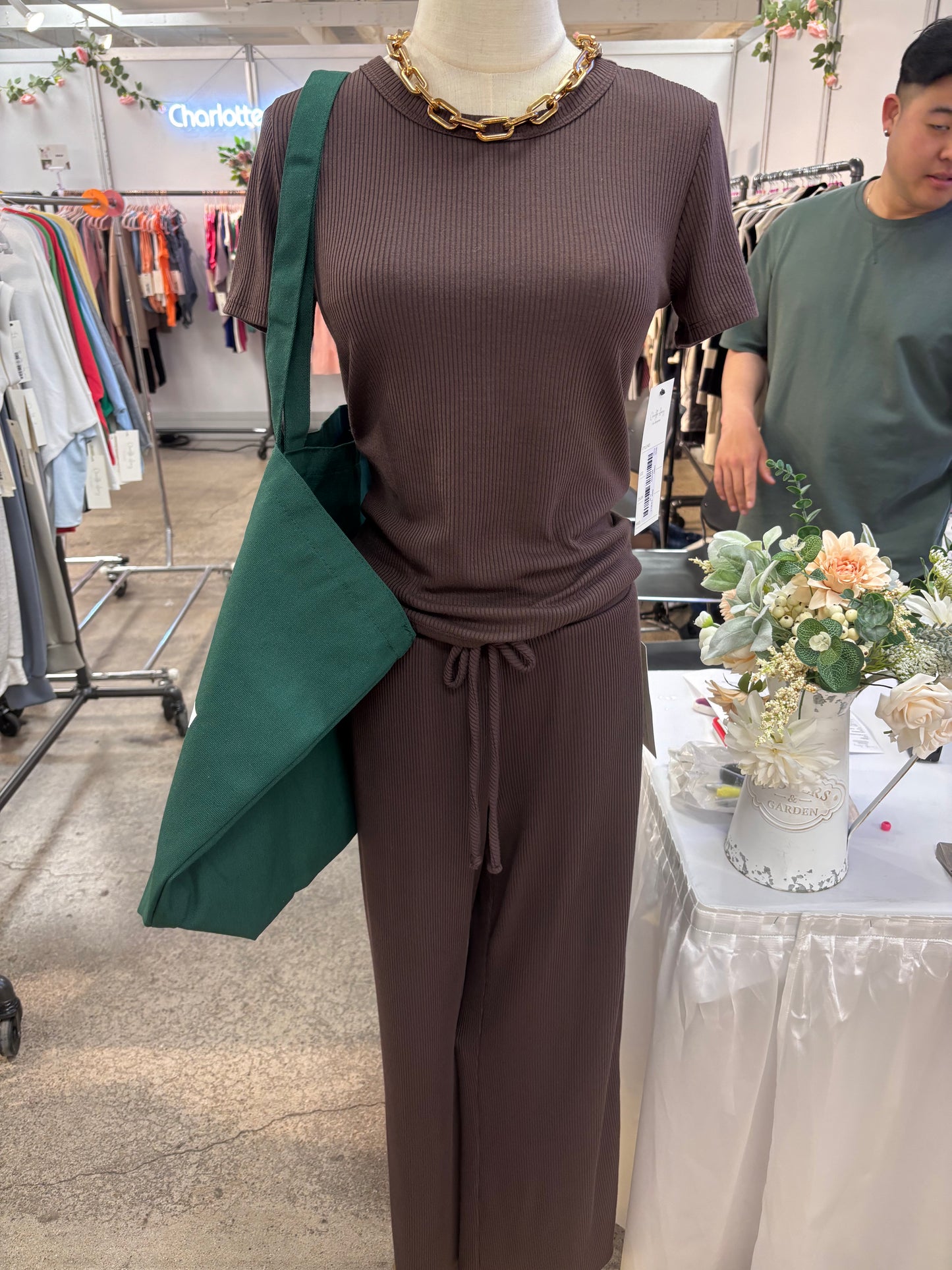 Brown Ribbed Set