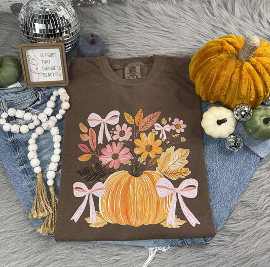 Floral Bow Pumpkin Tee