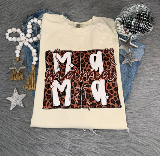 Cream Cheetah Mama Tee