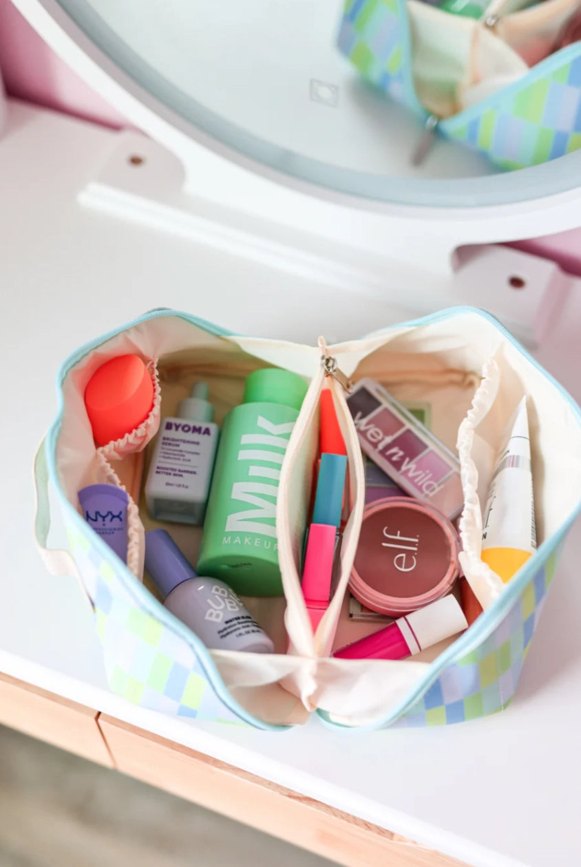 Blue/Lime Makeup Bag