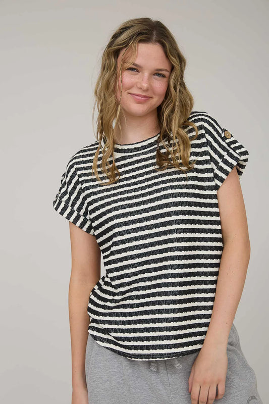 Black Stripe Knit Top