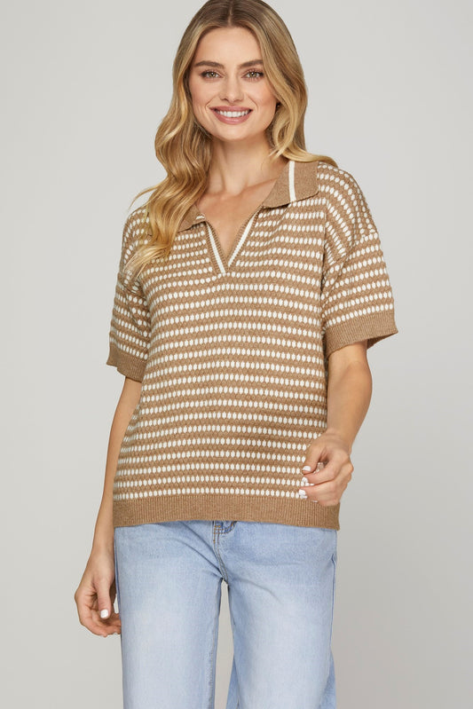 Taupe Stripe Sweater Top