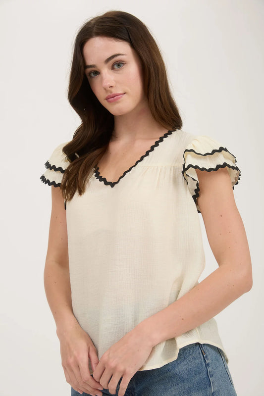 Cream Wavy Top