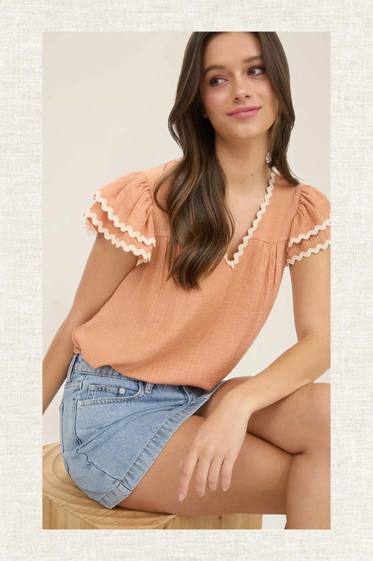 Dusty Peach Wavy Top
