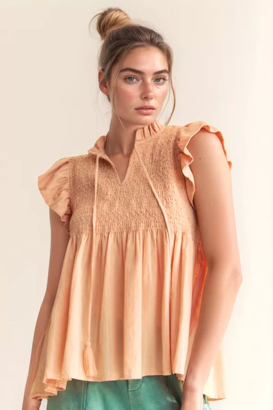 Peach Flutter Blouse