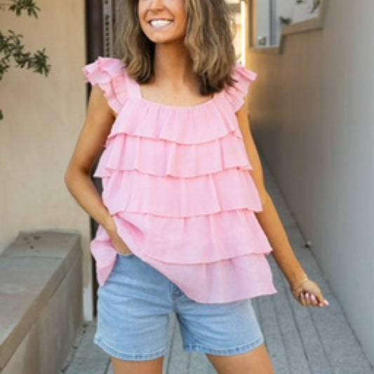 Pink Ruffle Top