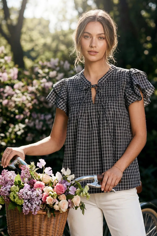 Black Gingham Top