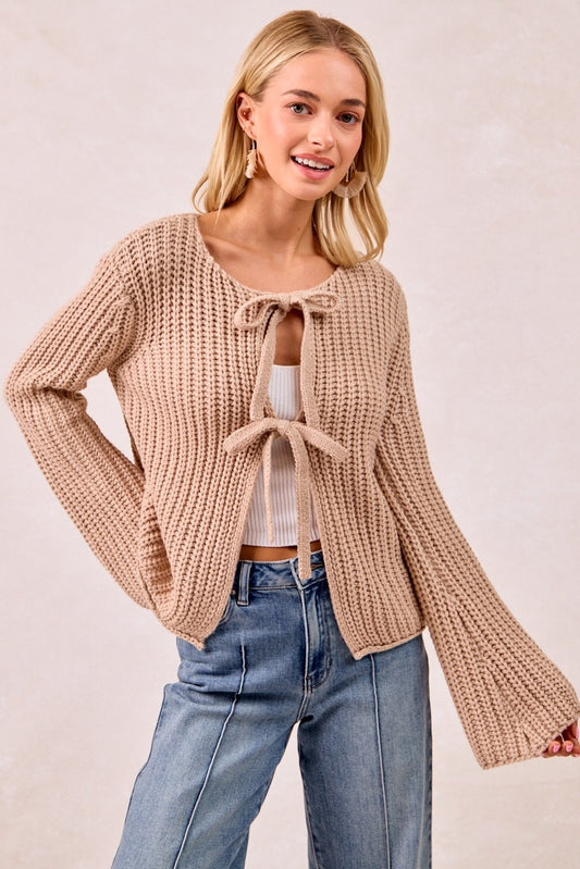 Latte Bow Knit Sweater