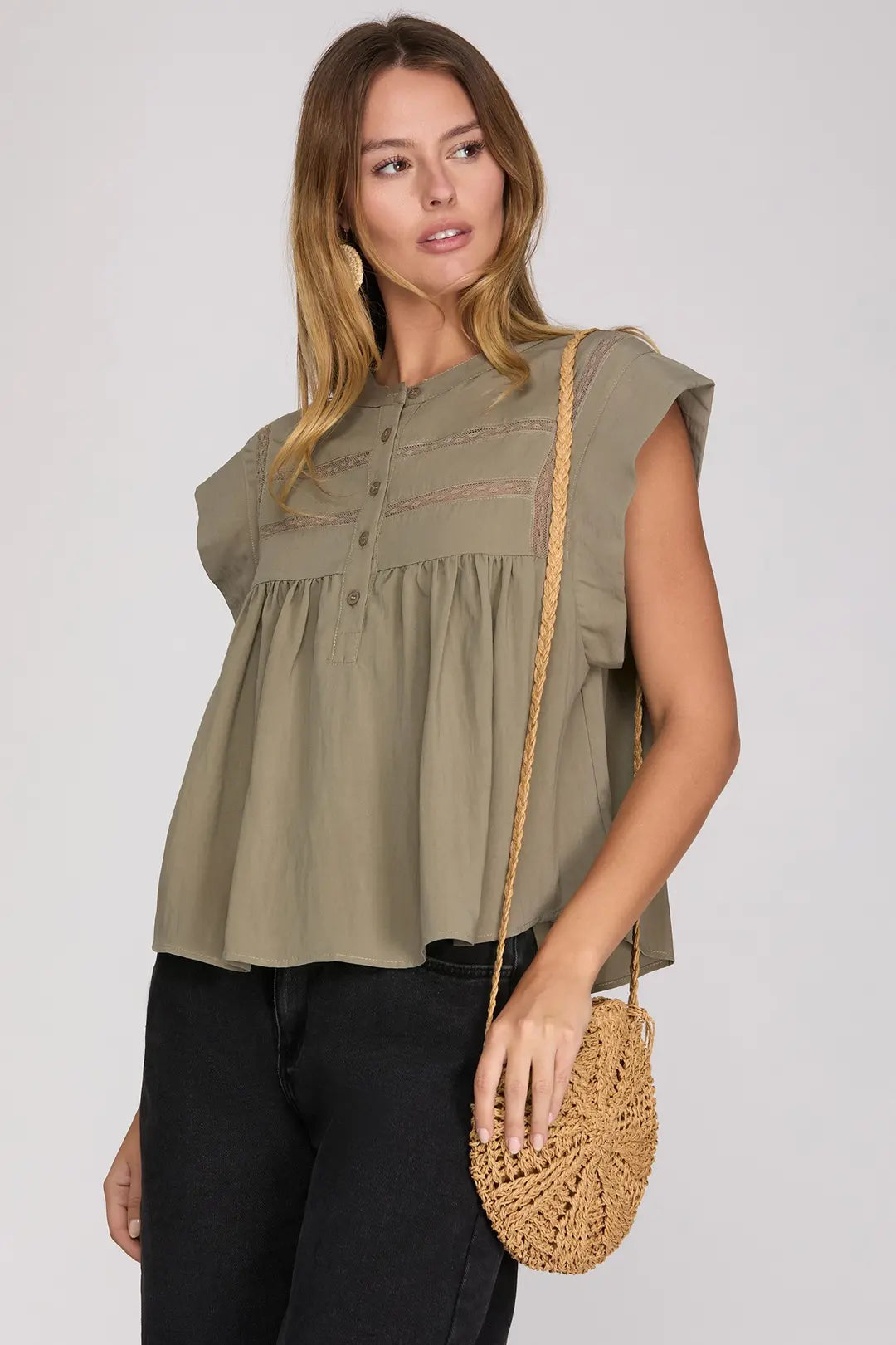 Olive Lace Top