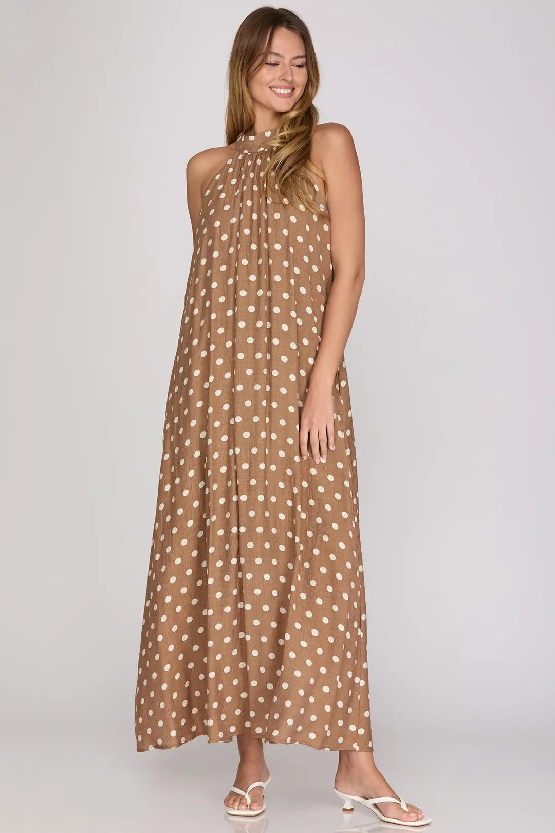 Taupe Polka Dot Dress