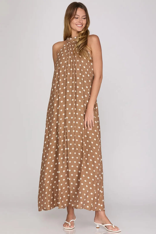Taupe Polka Dot Dress
